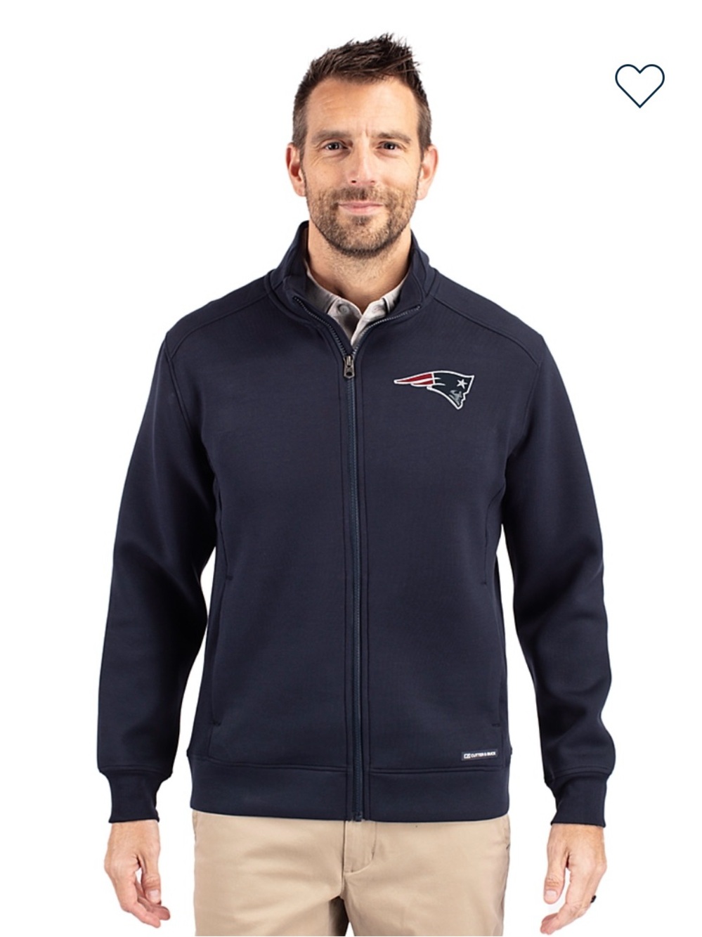 New England Patriots Cutter & Buck Buttery-Soft Knit Mens Full Zip Jacket Size L
